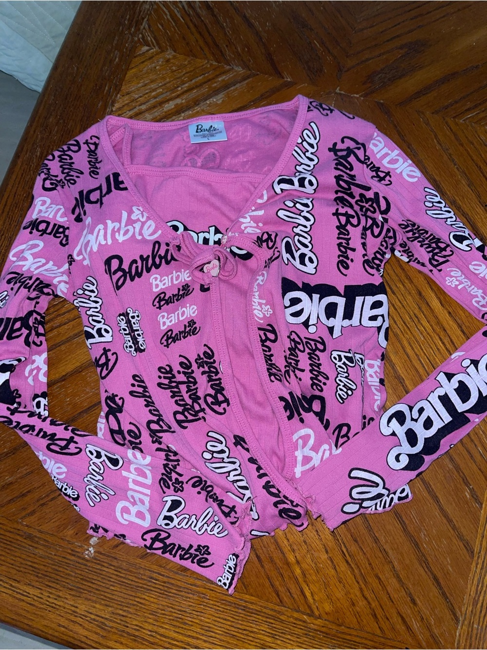 Barbie Pink All-Over Logo Long Sleeve Top w/Tank top
